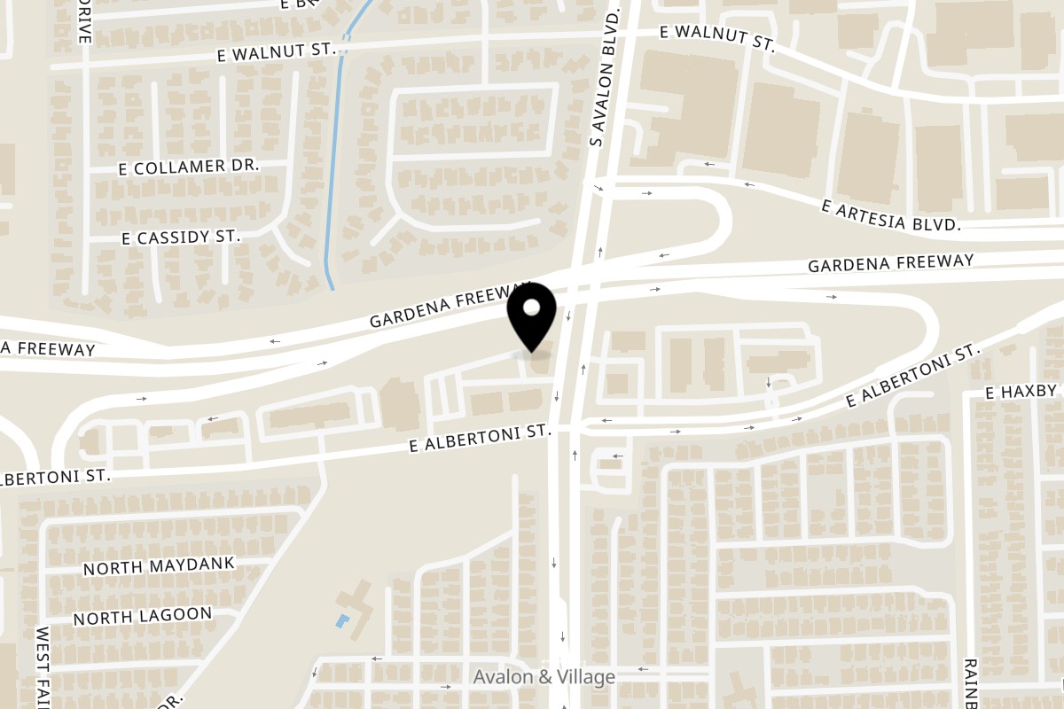 Map showing the location of Sweet Valentine Bakery on 17401 Avalon Blvd d3 in Carson